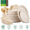 Paper Plates Heavy Duty,Paper Plates Set,Dinner Plates Set,Sugarcane Disposable Paper Plates Set Eco,9 Inch and 7 Inch Party Plates,Forks,Knives and Spoons Set for 50 People [250 PCS]