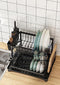 Dish Drying Rack and A Dust Cloth Cover, Stainless Steel Dish Drainer Rack with Utensil Holder, Cultery Holder,Cup Holder for Kitchen Counter
