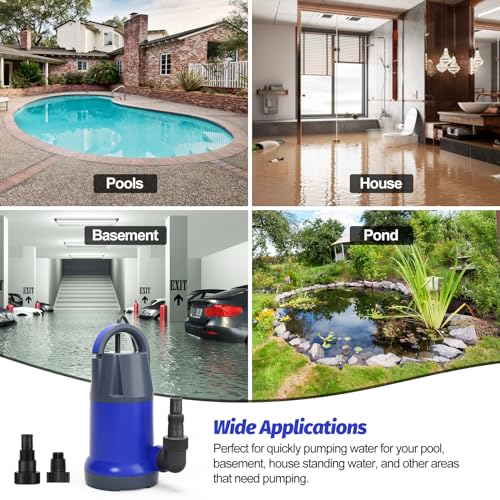 Portable Pump for Swimming Pool/Garden Submersible Sump Pump Submersible 1HP Water Draining Pump Electric Portable Utility Pump