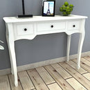 'vidaXL Scandinavian Style Dressing Console Table - White, MDF and Pinewood Construction, Features Three Drawers, Compact Design for Small Spaces