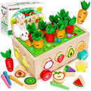 BAYSING Montessori Toys for 2,3,4 Year Old Baby Boys and Girls, Carrots Harvest Game, Wooden Shape Sorting Toys for Toddlers, Kids Age 1-3, Wood Preschool Learning Fine Motor Skills Game