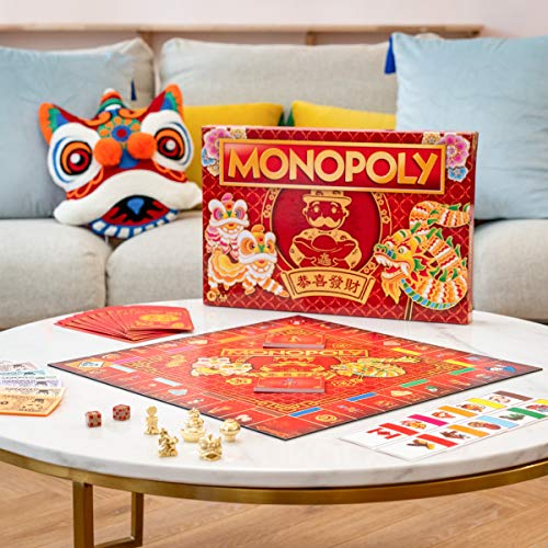 Monopoly - Lunar New Year Edition Board Game - Includes Chinese New Year Red Envelopes - 2-6 Players - Family Board Games and Toys for Kids - Boys and Girls - F1697 - Ages 8