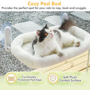 Zoratoo Cat Window Perch, Cordless Cat Hammock Window Seat with Cozy Pad Bed Cover for Indoor Cats, Durable Metal Frame Support Cat Bed with 4 Suction Cups for Large Cats (Cushion Pad Bed - White)