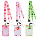 3 Packs Lanyard with Cute ID Card Holder Case Detachable ID Badge Lanyards Strawberry Peach Avocado Lanyard Strap with Clip Badge Holders Neck Keychain for Kids Men and Women (Fruits)