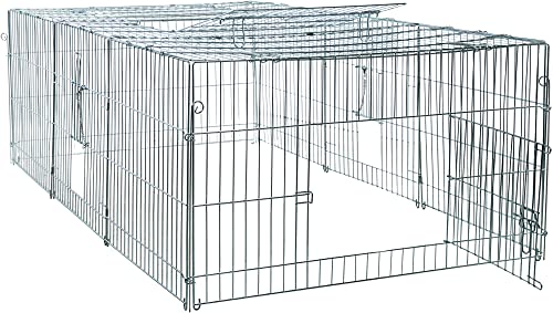 TRIXIE Enclosed Outdoor Run- 34 cu. ft., Galvanized Metal Cage, Portable Pen for Rabbits or Guinea Pigs