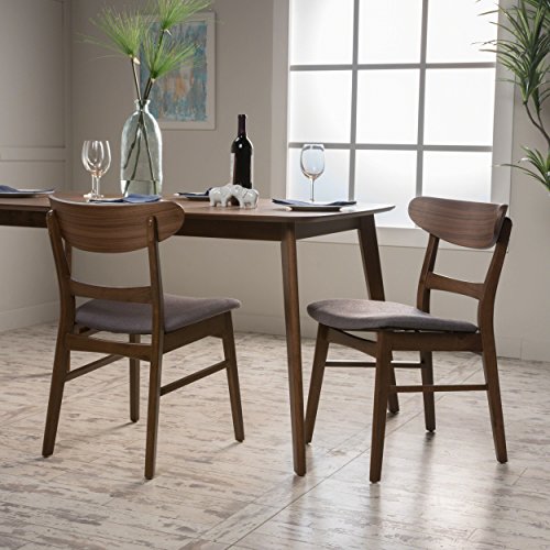 Christopher Knight Home Idalia Dining Chairs, 2-Pcs Set, Dark Grey/Walnut Finish