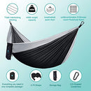 Hammock Camping, Portable Single/Double Hammocks for Outdoor Hiking Travel Backpacking - 210D Nylon Hammock Swing for Backyard & Garden (Black/Gray)