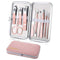 Manicure Set, Travel Nail Clippers Kit Pedicure Care Tools, 10pcs Stainless Steel Grooming kit Pink