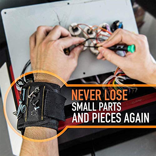 [Upgrade] BYETOO Magnetic Wristband with 2 Pockets,Tool Belt with 15 Strong Magnets,for Holding Screws,ails,Drill,Bits,Best Unique Men,Women,DIY Handyman,Carpenters,Father/Dad,Husband,Boyfriend,Women