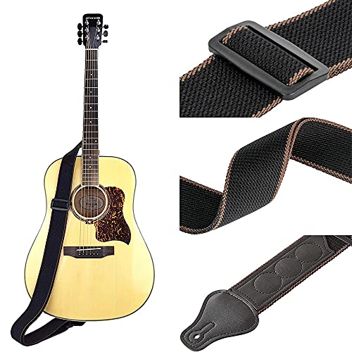 18pcs Guitar Strap Set, BetterJonny Adjustable Black Vintage Guitar Belt with Strap Button Locks for Electric Acoustic Guitar Bass