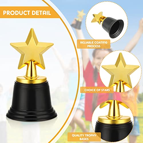 Jerify Mini Star Trophy Awards Bulk 4.7 Inch Gold Trophy Awards Plastic Trophy Cup for Kids Party Favors Soccer Football Game Winning Prize Competitions Carnival Rewards Kids Adults (24 Pcs)