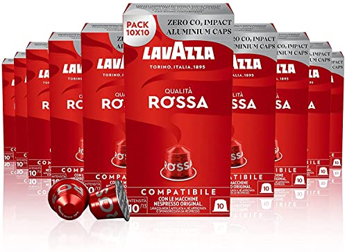 Lavazza Qualità Rossa Coffee Capsules - Compatible with Nespresso Machines - 100 Pods