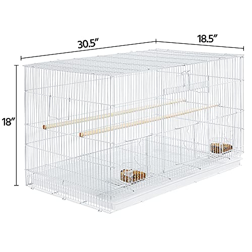 Yaheetech 30-inch Stackable Flight Bird Cages for Parakeets Cockatiels Conures Finches Budgies Lovebirds Canaries Small Birds Parrots Birdcage, White