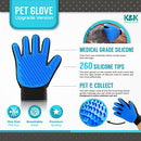 [Premium]K&K Pet Grooming Glove Gift Set. Easy, Mess Free Deshedding for Cat/Dog/Horse. One Pair Gentle BPA free Mitt+FREE Bath Brush for all Pet Hair Removal Needs-For a Clean Home & Happy Fur Babies