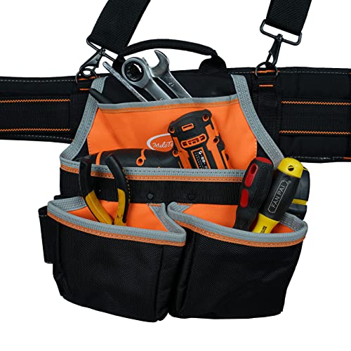 MELOTOUGH Pro Framer Combo System Tool Belt with Suspenders Construction Tool Pouch Builder Heavy Duty Carpenter Suspension Rig Tool Belt and Multi Function for electrician , roofing ,contractor…