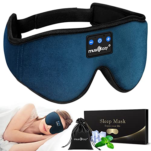 MUSICOZY Sleep Headphones Bluetooth 5.2 Headband Sleeping Headphones Sleep Mask, Wireless Music Eye Mask Sleep Earbuds for Side Sleeper Men Women Cool Tech Gadget Unique Gift Office Travel