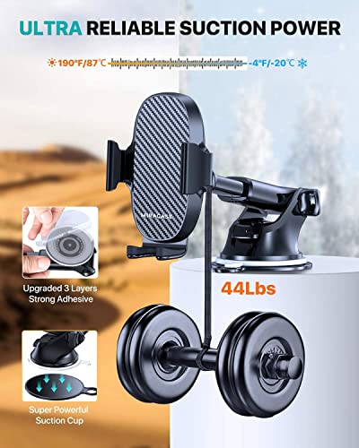 【Ultra Stable & Strong Suction】Miracase Car Phone Holder, Car Phone Mount for Dashboard & Windshield & Air Vent, Compatible with iPhone 13 Pro Max 12 11 XR SE Samsung and More Smartphones