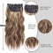 4pcs Clip in Hair Extensions Balayage Chocolate Brown to Caramel Blonde 20inch Long Wavy Synthetic Hair Extensions