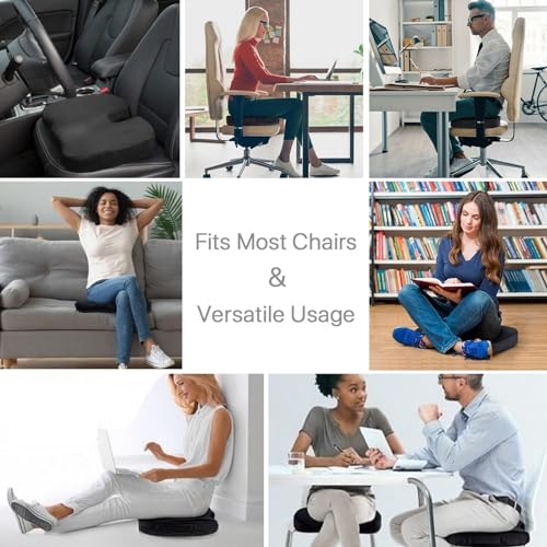GYB Seat Cushion,Durable Memory Foam Office Chair Cushion, Seat Cushions for car seat Driver, Butt Pillow for Sitting Desk Chair, Black