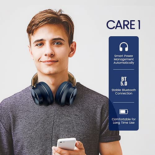 DOQAUS Bluetooth Headphones Over Ear, Wireless Headphones with Mic, 52 Hours Playtime, 3 EQ Modes, Foldable Headset with Soft Memory Protein Earpads, Bluetooth 5.0 & Wired Mode for Smartphone Laptop
