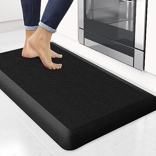 Gominimo Anti-Fatigue Kitchen Mat, Kitchen Mats Cushioned, Kitchen Floor Mat, Anti Fatigue Mat, Kitchen Mat Cushioned, Standing Mat, Kitchen Mat, Kitchen Floor Mats Non Slip (50 x 80 x 1.9cm, Black)