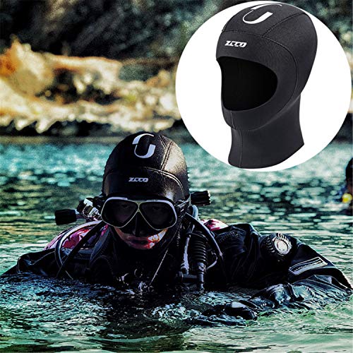 ZCCO1 Scuba Diving Hood 3mm Neoprene Wetsuit Hood Durable Stretchable Diving Cap Wetsuit, Dive Hood Surfing Thermal Hood for Surfing Snorkeling Kayaking Sailing Canoeing Water Sports(3mm, L)