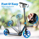 HONEY JOY Folding Kick Scooter for Kids 10 Years and up, with 2 Flashing Wheels, 3-Level Adjustable Handlebar, Rear Foot Brake, Aluminum Deck, Outdoor Sports Scooter for Boys & Girls (Blue)