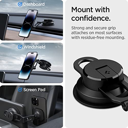 SPIGEN OneTap Pro 3 ITS35W-3 Black (MagFit) Designed for Magsafe Wireless Charger Car Mount Dashboard Compatible with iPhone 15/14 / 13/12 / Max/Pro/Plus/Mini - Black