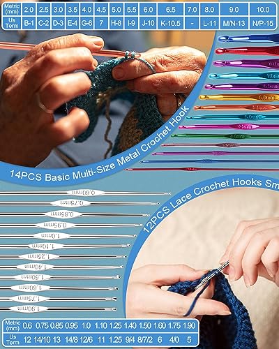 Coopay Knitting Kit 72PCS Knitting Needles Set for Beginners, Knitting Start Set Includes 9.8" Metal Knitting Beginners Set (2-10mm), Aluminum Crochet Hooks Set (0.6-10mm) & Knitting Accessories