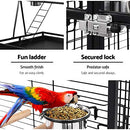 i.Pet Bird Cage 81 x 76 x 173cm Large Guinea Pig Pet Birds Parrot Ferret Cages Aviary Budgie Finch Canary Stand Toys,Black 2 Perch with Wheel + Slide-Out Removable Tray and Top