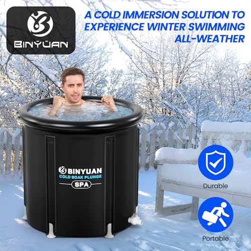 BINYUAN XL Large Ice Bath Tub for Athletes With Cover 99 Gallons Cold Plunge Tub for Recovery, Multiple Layered Portable Ice Bath Plunge Pool Suitable for Gardens, Gyms and Cold Water Therapy Training