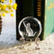 ZEERSHEE 60mm 3D Cat Crystal Ball Figurine Glass Laser Engraved Cat Moon Star Crystal Ball with Stand Glass Sphere Paperweights Cat Gifts for Cat Lovers Women
