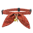 PetSoKoo Unique Bunny Ears Bowtie Cat Collar, Japan Traditional Lucky Pendant Gold Bell. Safety Breakaway, Light Weight, Soft, Durable. Quick Release Easy Adjustable (Standard, Red)