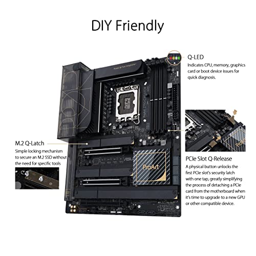 ASUS ProArt Z790-Creator WiFi 6E LGA 1700(Intel® 12th&13th Gen) ATX Content Creator Motherboard(PCIe 5.0,DDR5,2X Thunderbolt™ 4,10G&2.5G LAN,4xM.2/NVMe SSD,Front Panel USB 3.2 Gen2x2 Type-C)