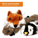 Dog Squeaky Toys,3 Pack No Stuffing Squeaky Plush Dog Toy,Crinkle Durable Plush Cute Animals Natural Puppy Toys for Teething Pet Toys Squeak for Boredom