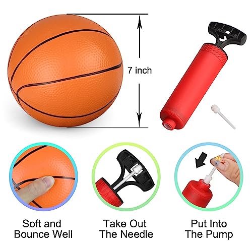 7" Rubber Replacement Basketballs for Kids Adults, Toddler Baby Soft Beach Pool Bouncy Balls for Basketball Hoop Over The Door, Gifts for Boys Girls, Basektball Sports Party Game(4PCS Orange)