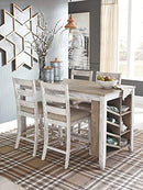 Signature Design by Ashley Skempton Farmhouse 36" Counter Height Dining Table with Storage & Wine Rack, Whitewash