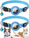 Airtag Cat Collar with Breakaway Bell, Cat Collar Accessory with Safety Buckle for Apple Air Tag, Reflective Airtag Cat Collar Waterproof Airtag Holder Quick Release for Dog Kitten Puppy (Blue)