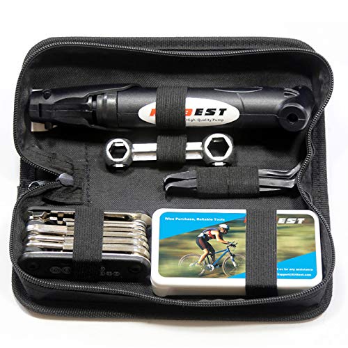 Mini Bike Pump & Tire Puncture Repair Kit & Multi-Function Bike Bicycle Cycling Mechanic Repair Tool Kit & Cycling Bicycle Bike Bag