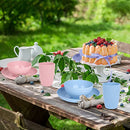 Zelova Wheat Straw Dinnerware Sets for 6- Unbreakable Plastic Dishes Set 42 PCS, Reusable Plates and Bowls Sets, Lightweight, Microwave & Dishwasher Safe - Perfect for Camping, Picnic, Campervan