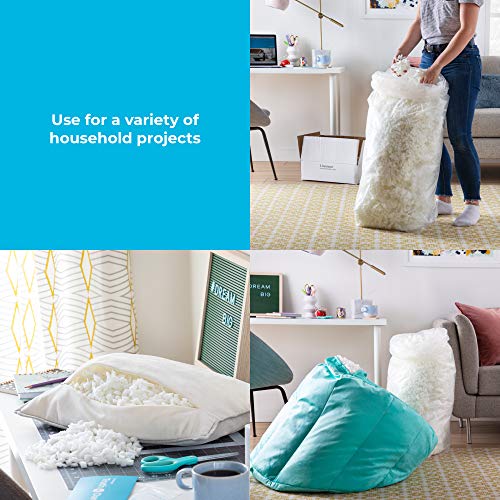 Linenspa Premium Shredded Memory Foam - Premium All White Craft Foam - Replacement Fill for Pillows, Bean Bags, Chairs, Dog Beds, Stuffed Animals, and Crafts, 2.5 Lbs