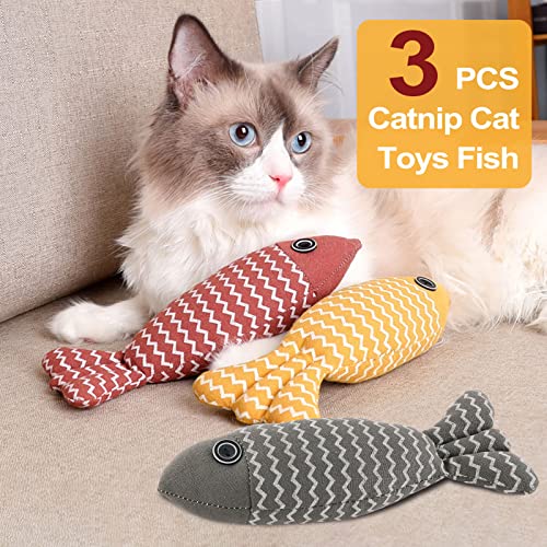 3 Pack Catnip Toy, Fish Cat Toy, Cat Chew Toy Bite Resistant Catnip Toys for Cats, Catnip Cat Toys, Cat Teething Chew Toy