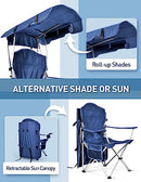 Docusvect Beach Chair with Canopy Shade, Canopy Beach Chair for Adults with Cup Holder, Side Pocket for Camp, Beach, Tailgates, Fishing - Support 330 LBS