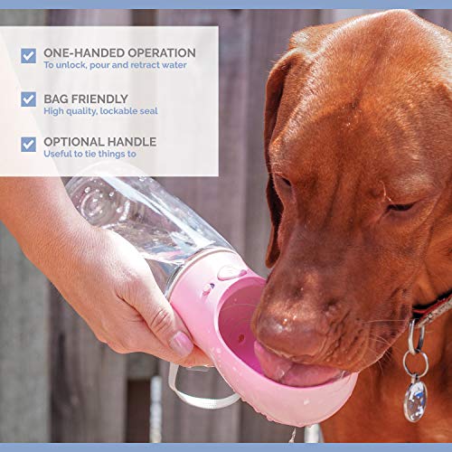 Zenify Dog Water Bottle for Walking Hiking Camping Beach Outdoor Travel Lead Leash Accessory Puppy Dogs Pets Drink Alternative to Pet Collapsible Bowl Small (350ml (S/M) White)