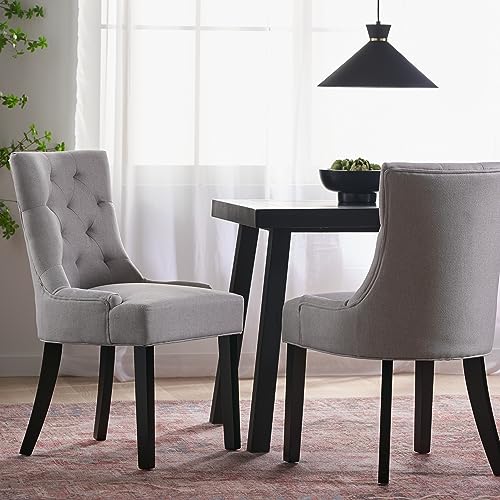 Christopher Knight Home Hayden Fabric Dining Chairs, 2-Pcs Set,Polyester, Light Grey