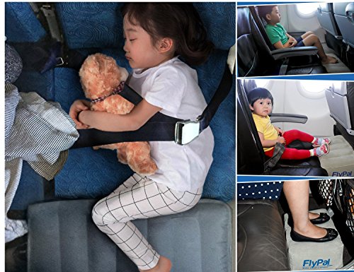 FLYPAL Inflatable Foot Rest for Air Travel, U.S Patented 2 in 1 Design, Blow-Up Pillow Cushion for Home, Office and Kids to Sleep on Long Flights, 17“x11 x17, Grey.
