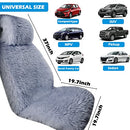 Big Ant Sheepskin Seat Covers, Sleek Design Authentic Australian Full Size Car Seat Pad Soft Long Wool Warm Seat Cushion Cover Winter Protector - Universal Fit for Cars Driver Seat Office Chair(Gray)