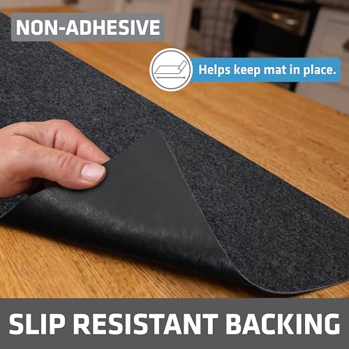 Drymate Premium Luxury Shelf & Drawer Liner, Thick Cushioned Fabric, Non-Adhesive, Absorbent, Waterproof, Slip-Resistant, Liners for Kitchen Cabinets, Cupboards (USA Made)(12”x59”)(2-Pack)(Charcoal)