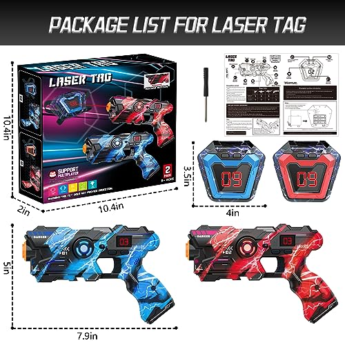 OSALON Laser Tag Guns Set of 2 with Digital LED Score Display Vest Multi-Functional Laser Tag Fun Indoor&Outdoor Toys for Kids Ages 6 7 8 9 10 11 12+ Years Old Boys Girls Teens Adults Birthday Gift