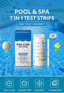 7 in 1 Pool Test Strips, 100pcs, Pool & Spa Test Strips, Water Quality Testing Strip for Hardness, Chlorine, Bromine, pH, Alkalinity, and Cyanuric Acid in Freshwater Saltwater Swimming Pool